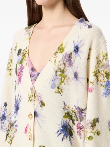 Cardigan Blumarine cu model floral cu mărgele