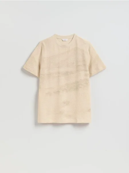 Reserved Tricou regular fit din structurat verde-oliv cald verde