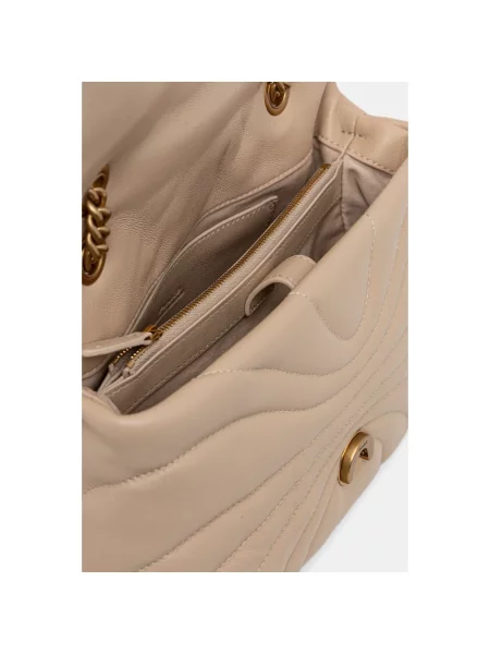 Torebka crossbody Pinko skórzana klasyczna beżowa