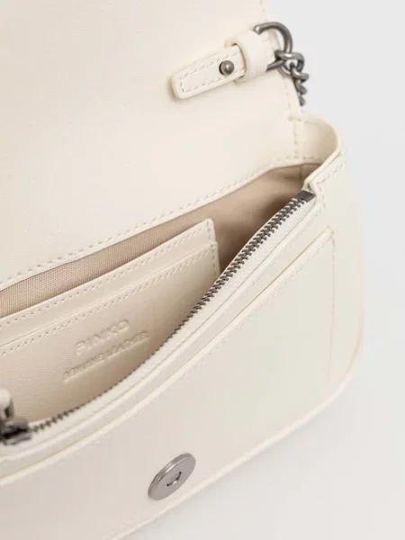 Pinko чанта crossbody дамска от кожа бяло