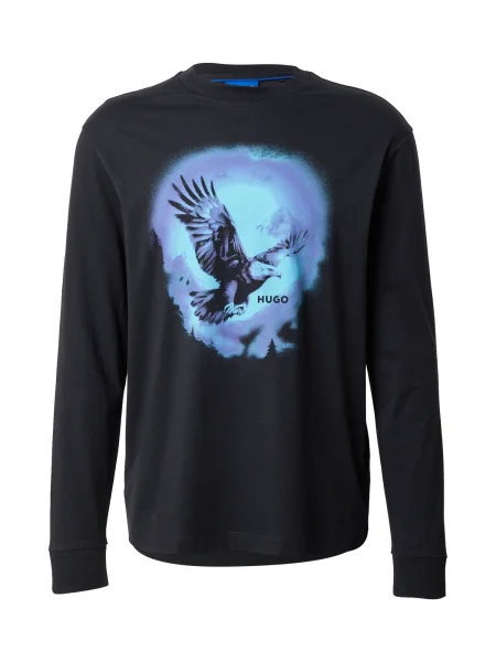 Majica z dolgimi rokavi Hugo Blue Nagtox črna