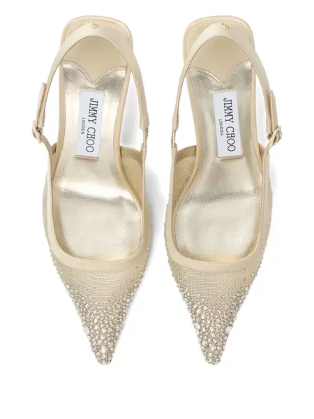 Полуотворени обувки Jimmy Choo с отворена пета с кристали златисто