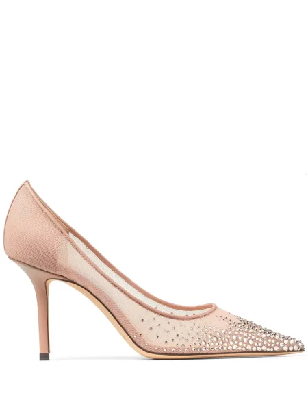 Pantofi cu toc Jimmy Choo de cristal roz