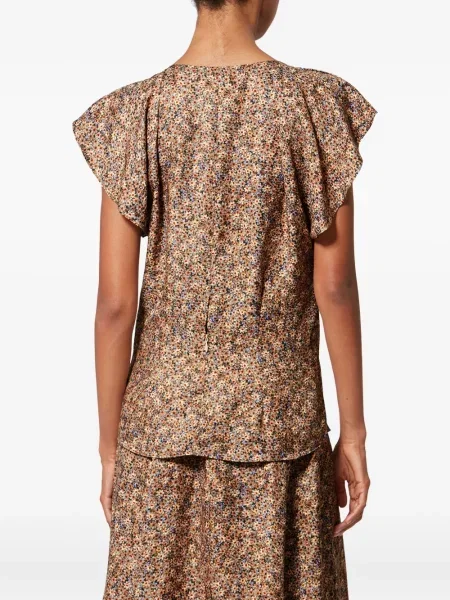 Top Isabel Marant cu volane maro