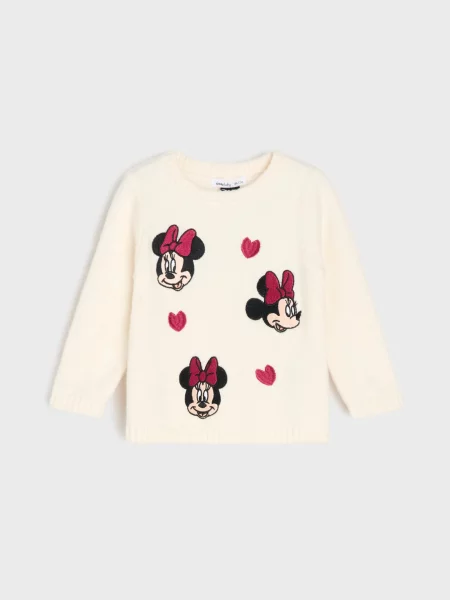 Sinsay Svetr s ozdobnou výšivkou Minnie Mouse krémová