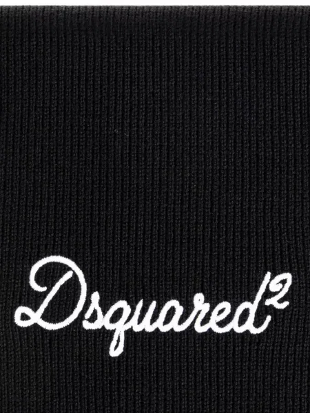 Fular Dsquared2 cu broderie tricotate negru