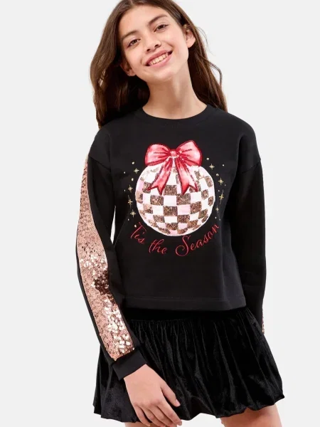 Lipsy Sweater majica zlatna / crvena / crna bijela