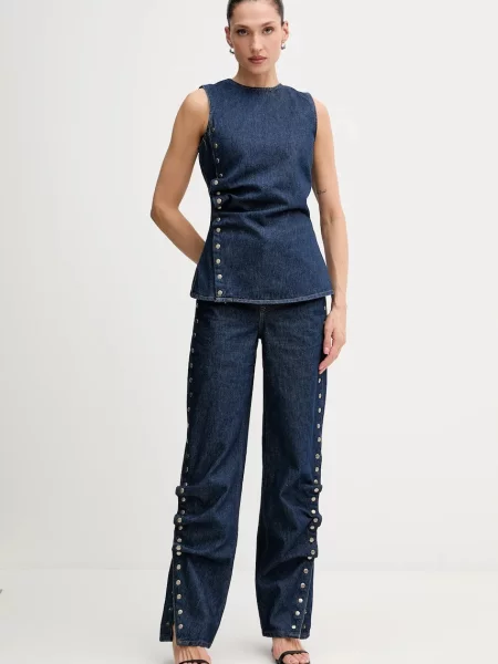 Джинсова блузка Rotate однотонна синій