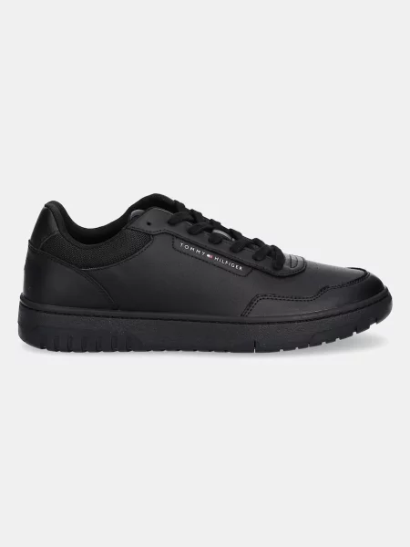 Usnjene superge Tommy Hilfiger TH BASKET CORE LTH črna