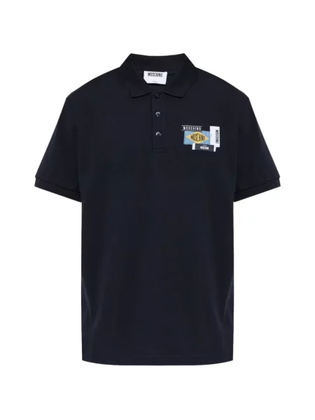 Tricou polo Moschino cu autograf albastru