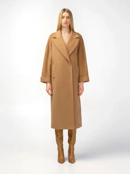 Пальто Be & Aver с янтарем бежевое