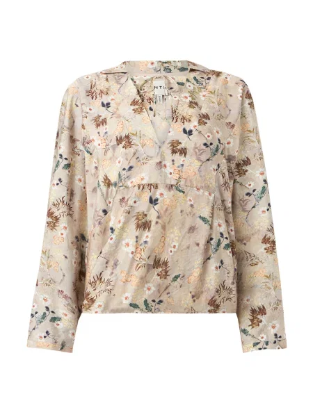 Munthe Bluză BABETTE bej / maro / verde pin / murdar alb