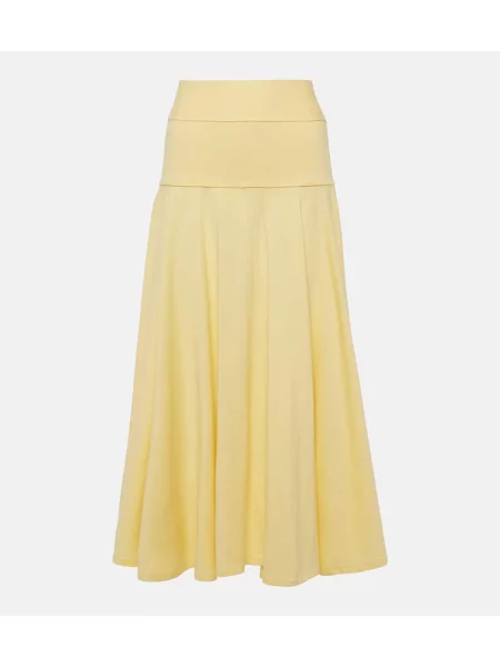Fusta plisata Plan C tricotate plisată până la genunchi galben