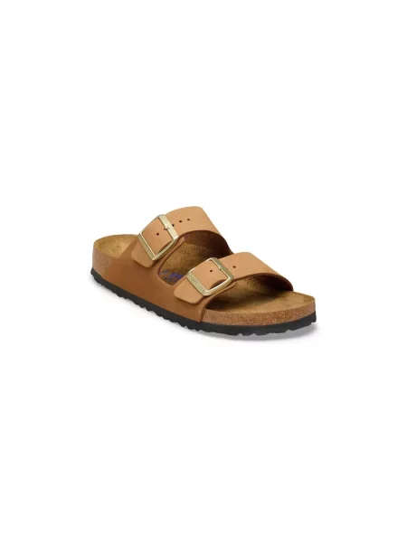 Klapki Birkenstock skórzane brązowe