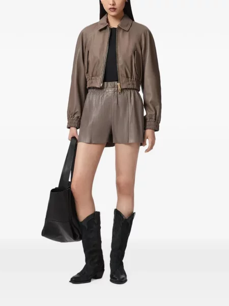 Pantaloni scurți Allsaints din piele maro