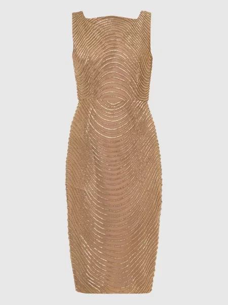 Сукня міді Axton з бісером та розрізом Rachel Gilbert коричнева