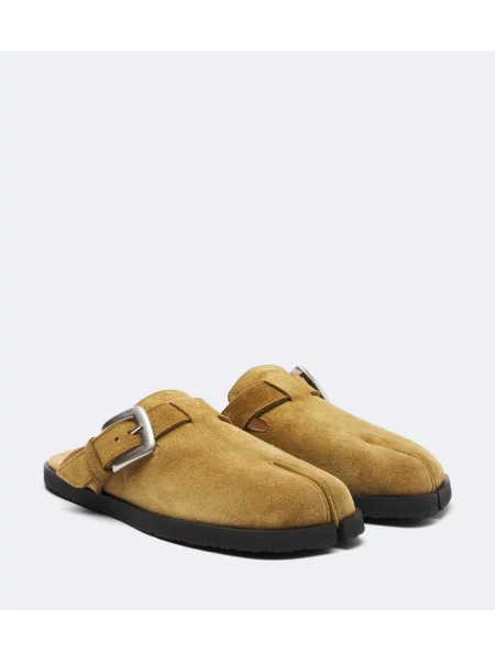 Papuci tip mules Maison Margiela din piele de căprioară bej