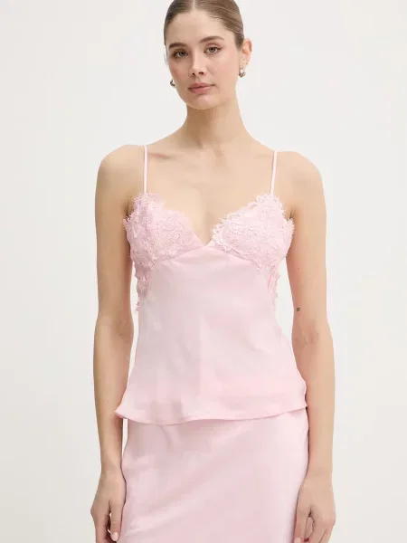 Bardot bluză cu bretele pentru femei roz