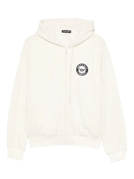 Haftowana bluza z kapturem Emporio Armani biała