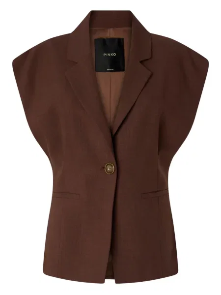 Едноредни елек Pinko без ръкави кафяво