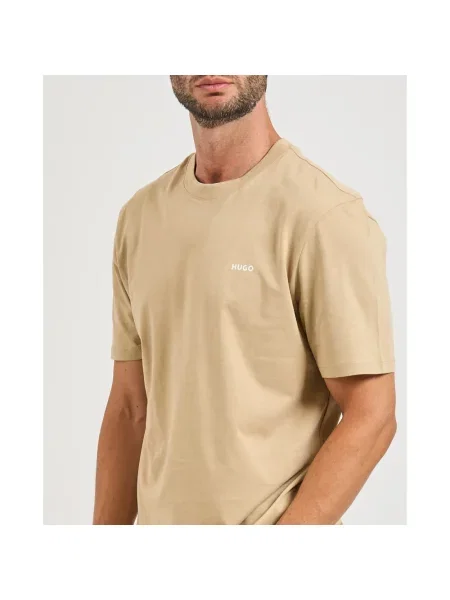 Hugo Koszulki Mężczyzna S T-shirt z nadrukiem logo beżowy