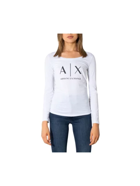 Top Armani Exchange z długim rękawem z nadrukiem czarny