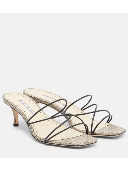 Papuci tip mules Manolo Blahnik din piele cu model piele de șarpe