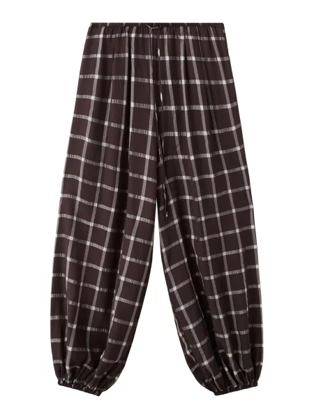 MANGO Pantaloni Marmol roșu bordeaux alb