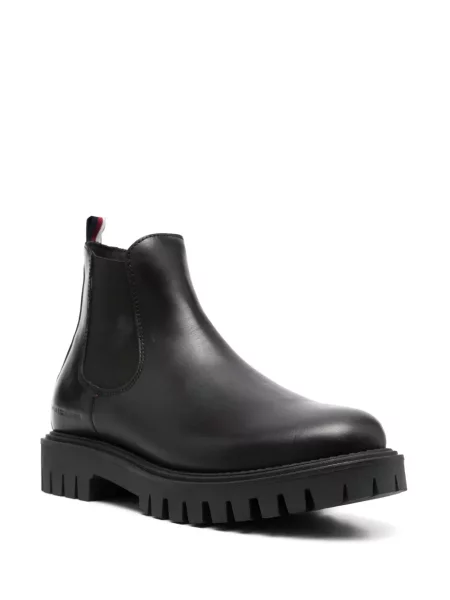 Iš natūralios odos slip on auliniai batai Tommy Hilfiger juoda