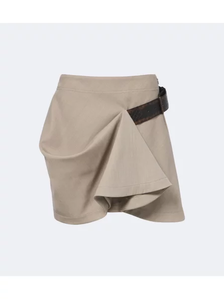 Cu centură fustă Bottega Veneta de lână drapată bej