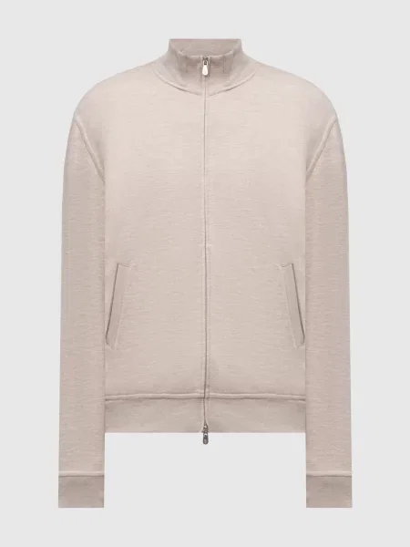 Шелковая меланжевая куртка Brunello Cucinelli бежевая