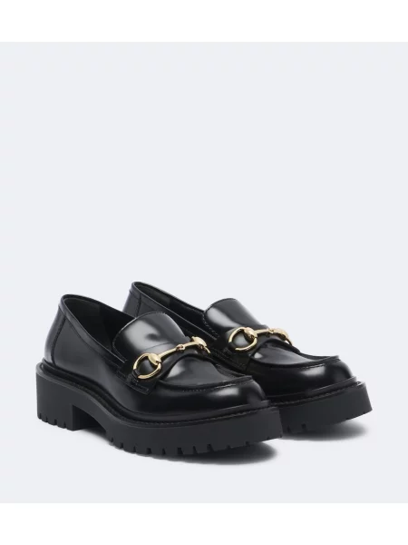 Pantofi loafer Gucci din piele cu platformă negru