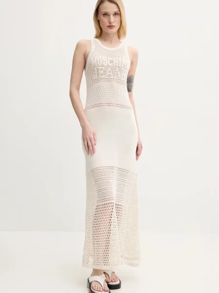 Moschino Jeans sukienka maxi prosta beżowy