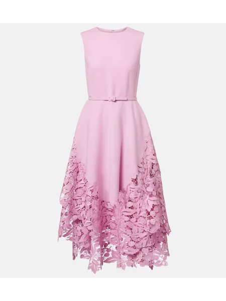 Rochie de cocktail Oscar De La Renta de lână de costum roz