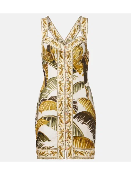 Rochie tip cămașă Farm Rio de in cu imagine de costum bej