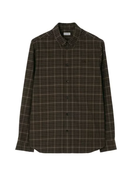 Lung cămașă Burberry în carouri maro