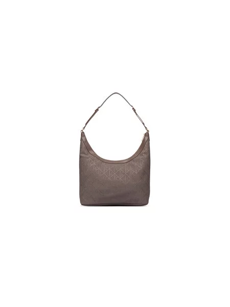 Calvin Klein Torbica Emblem Aop Sueded M Shoulder Bag Bež smeđa