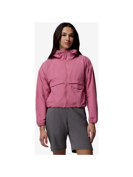 Kurtka z kapturem Columbia Spire Valley Cropped Windbreaker L różowa