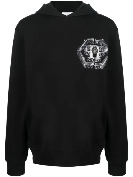 Hanorac cu glugă Philipp Plein cu imagine negru