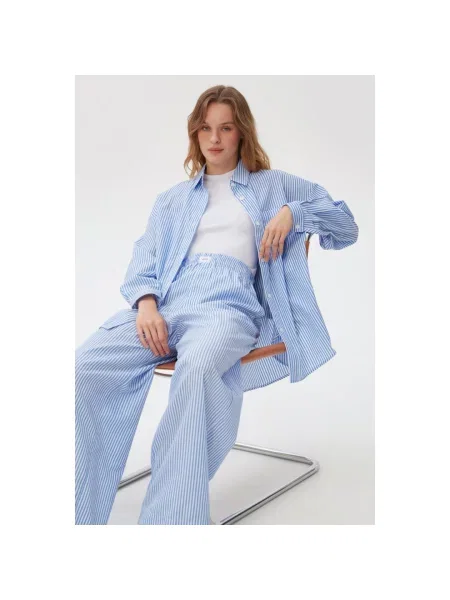 Штани-палаццо у смужку Estro сині