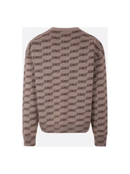 Lniany sweter Balenciaga z logo brązowy