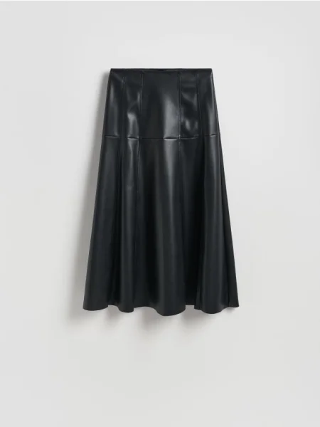 Reserved Fustă midi din piele ecologică negru