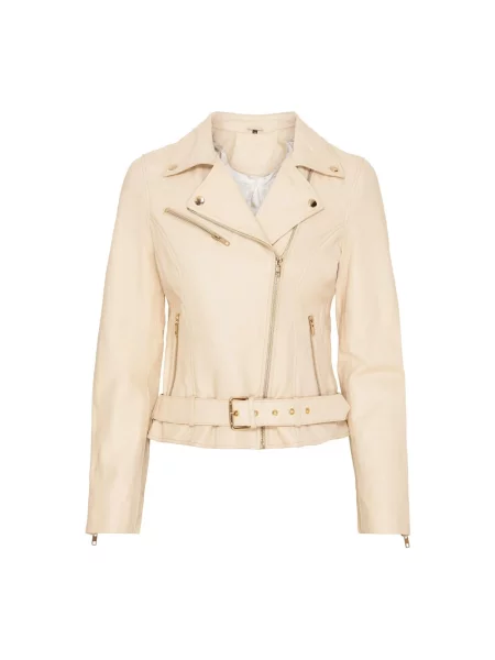 Kurtka skórzana Notyz beżowa