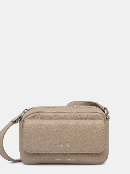 Armani Exchange geantă poștaș femei cu imitație de piele bej