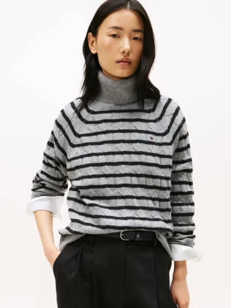 Tommy Hilfiger Bluză cu gât gri