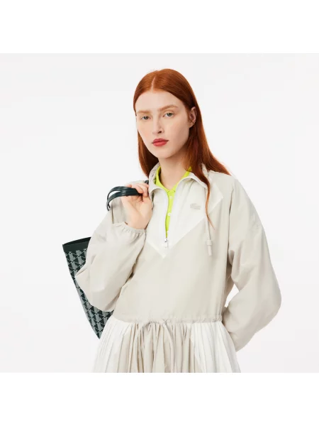 Lacoste Sukienka Z Długim Rękawem Half Zip Relaxed Fit szara