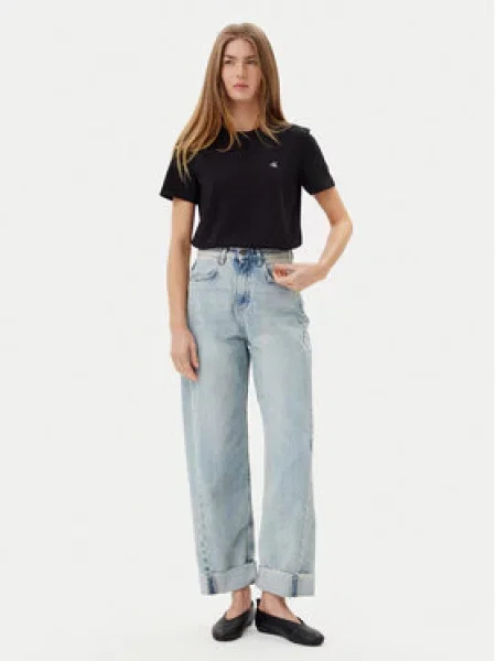 Krátké tričko Calvin Klein Jeans s krátkými rukávy černé