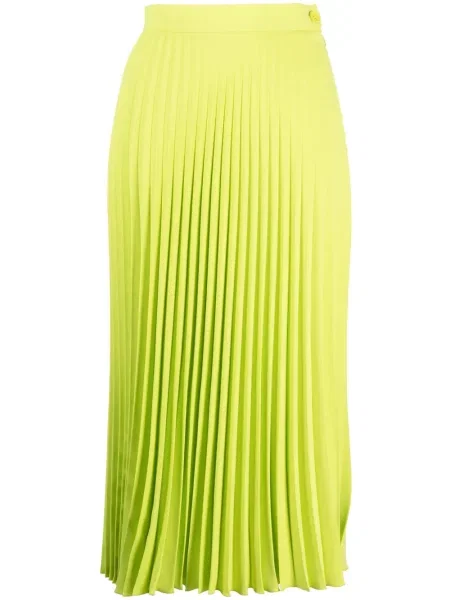 Fusta plisata Mm6 Maison Margiela plisată din crep până la genunchi verde