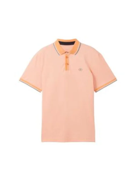TOM TAILOR Tricou gri închis / portocaliu piersică alb