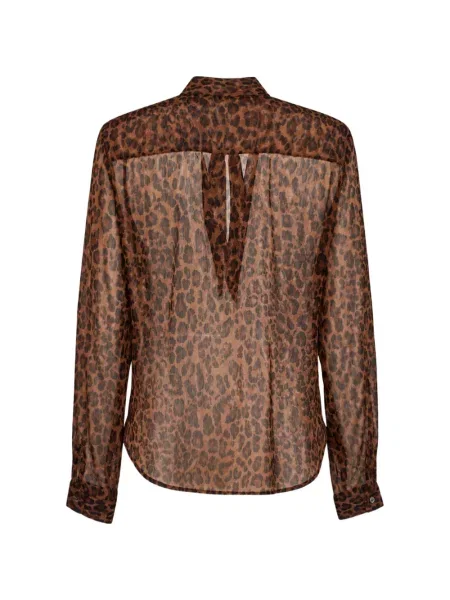 Bluză Blanca Vita cu funde cu model leopard maro